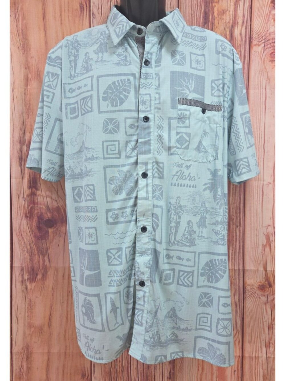 Sunday Crew UPF 50+ Hawaiian Print Button-Up Shirt XL